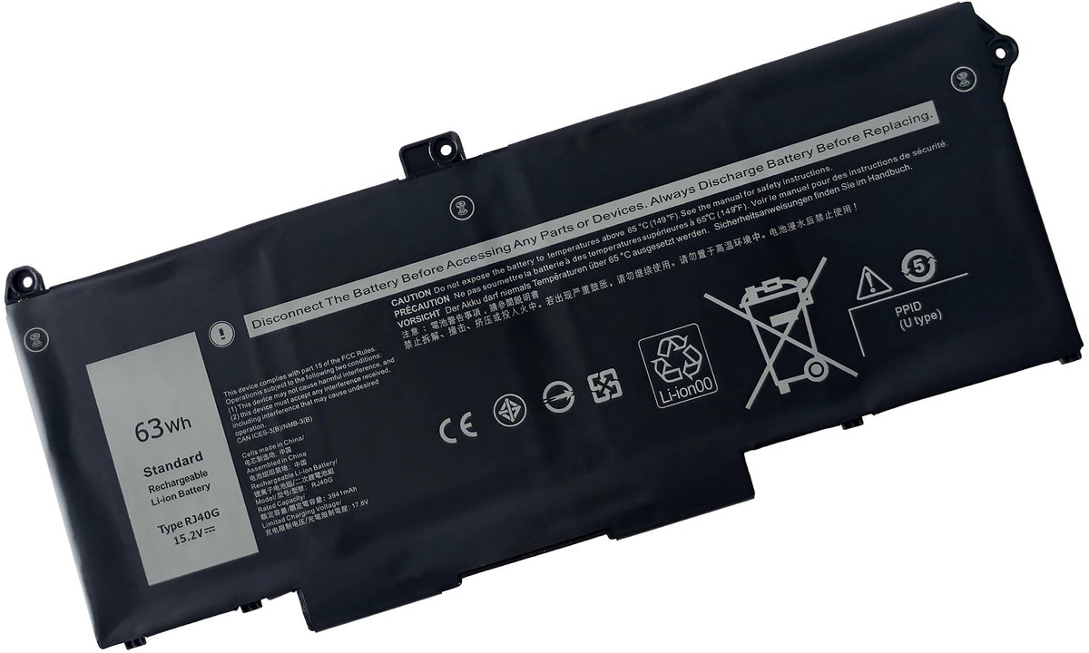 SolidKeus - 15.2V 63Wh RJ40G Laptopbatterij voor Dell Latitude 14 en 15