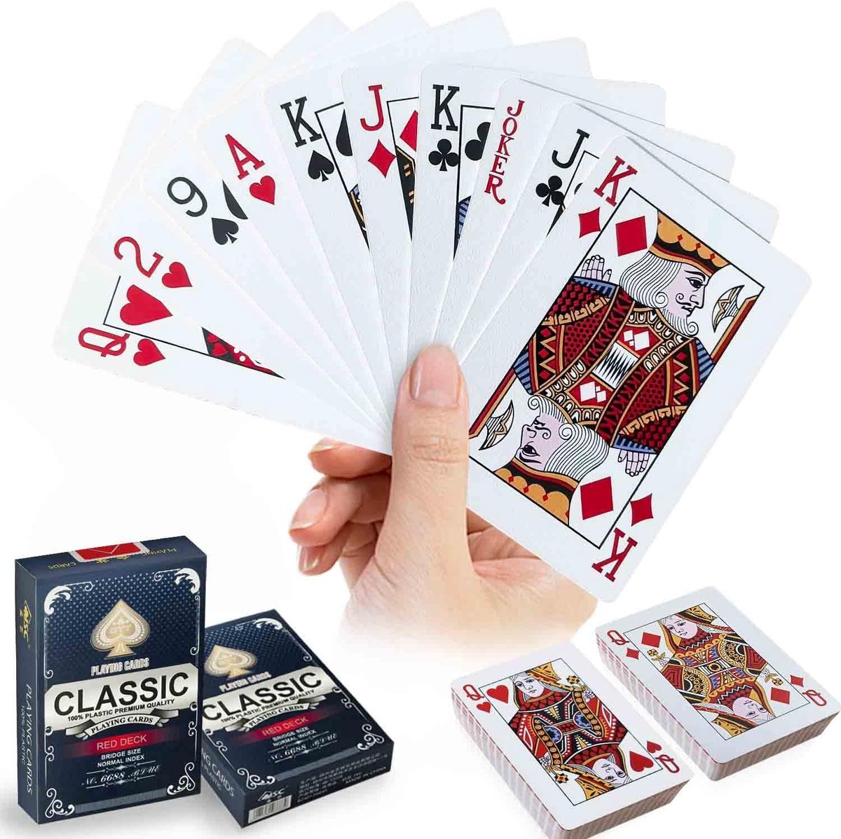 SolidKeus - Set van 2 Waterdichte Speelkaarten in Rood voor Diverse Spellen