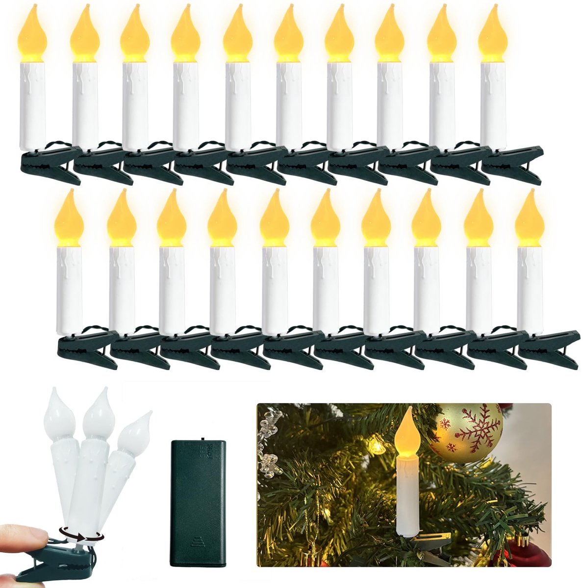 SolidKeus - Set van 20 LED Kaarsen voor Kerstdecoratie