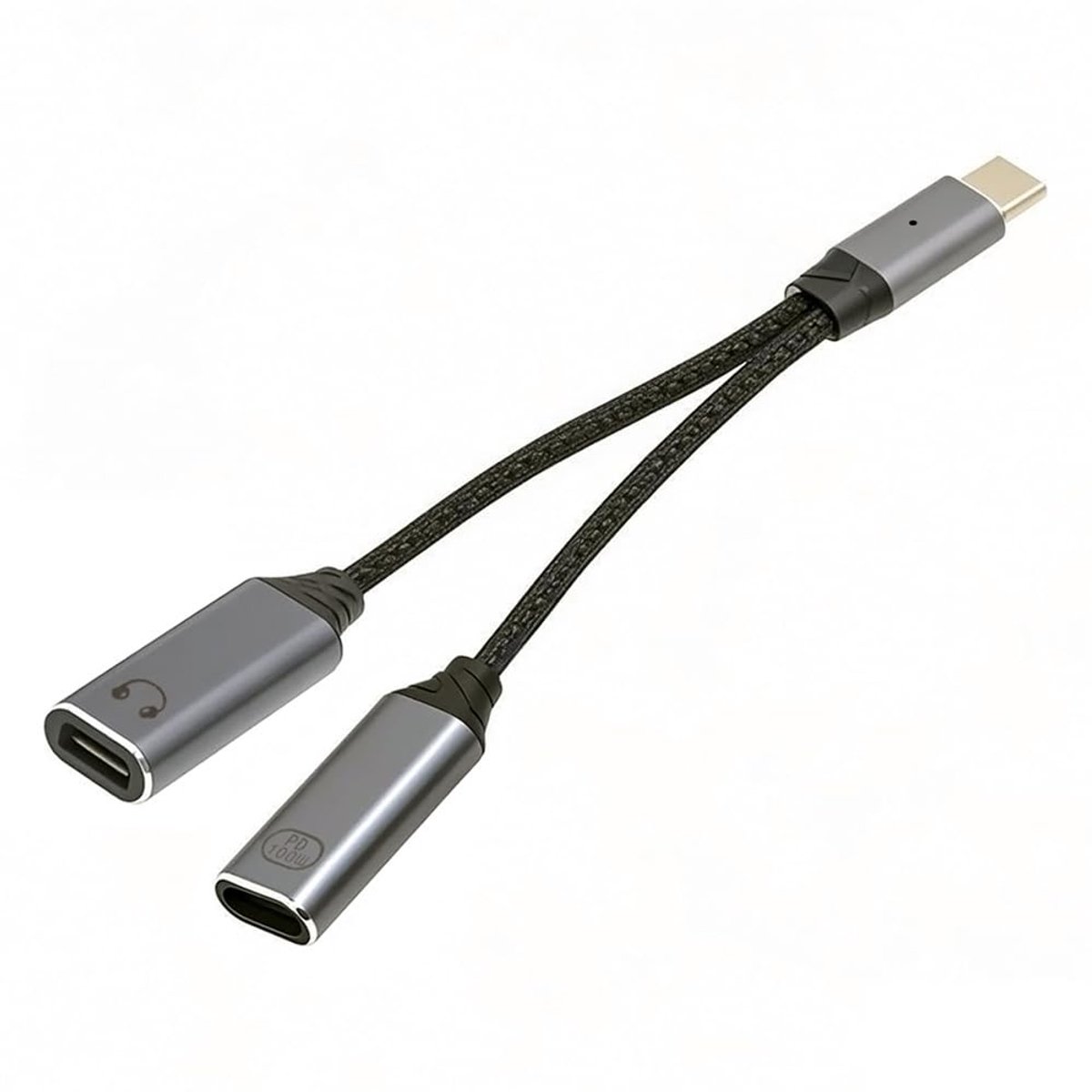 SnelShoppen - USB-C naar 100W PD Power +8P Vrouwelijke Audio DAC AUX Muziek Kabel voor Laptop Tablet Telefoon - Hi-Fi Geluidskwaliteit, 16 bit/48 kHz