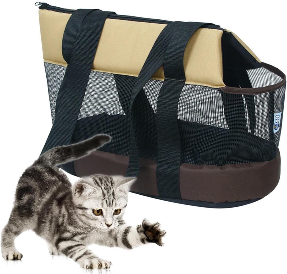 Reismand Huisdieren - Draagzak Puppy - Veilig Vervoer - Ademend Mesh Ontwerp - 45x22x26cm - Bruin