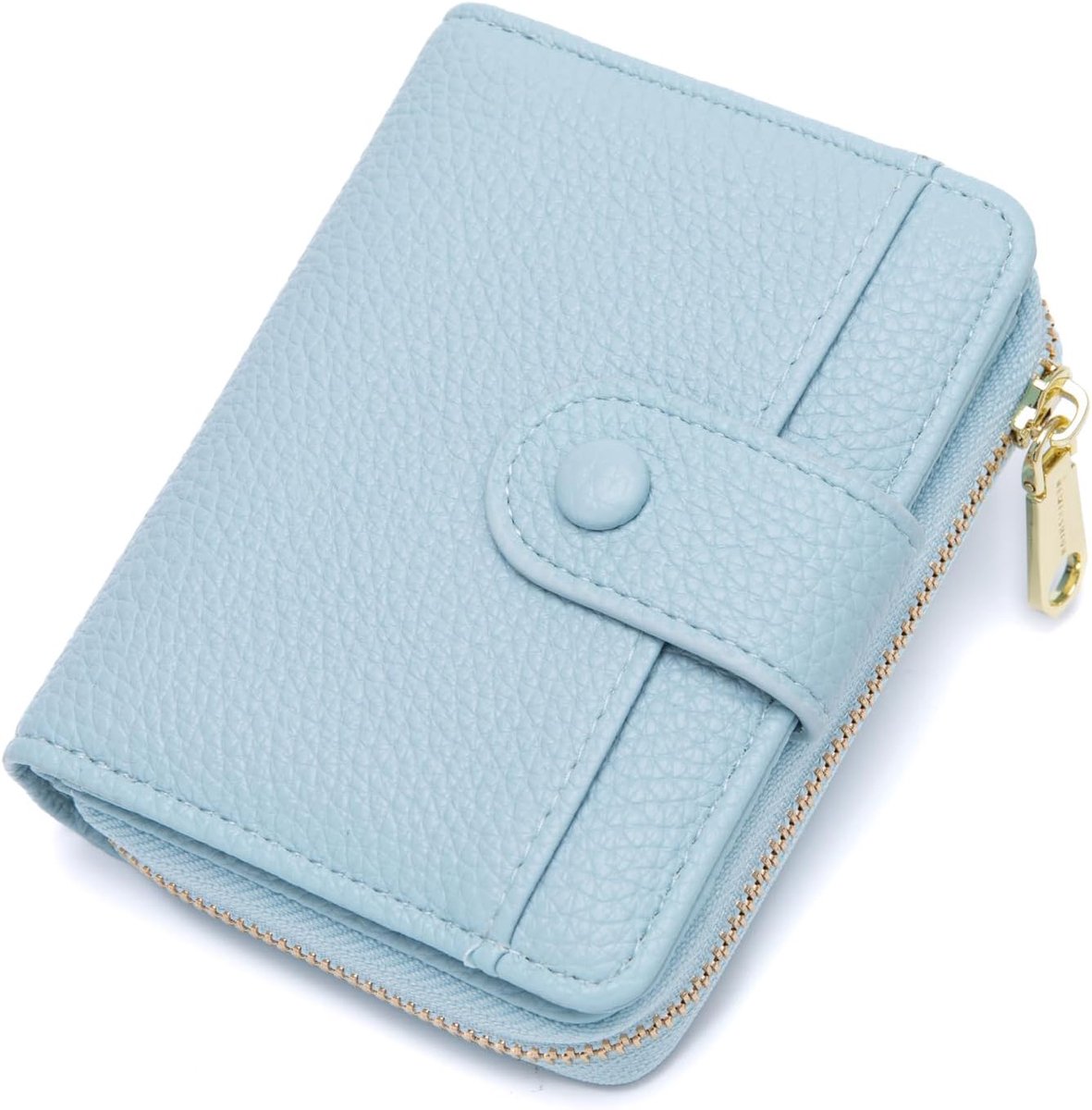 SnelShoppen - Dames Mini Portemonnee - Zachte Neplederen Wallet - Munt Compartiment - Blauw - 11x9x2 cm - Compact en Handig voor Op Reis