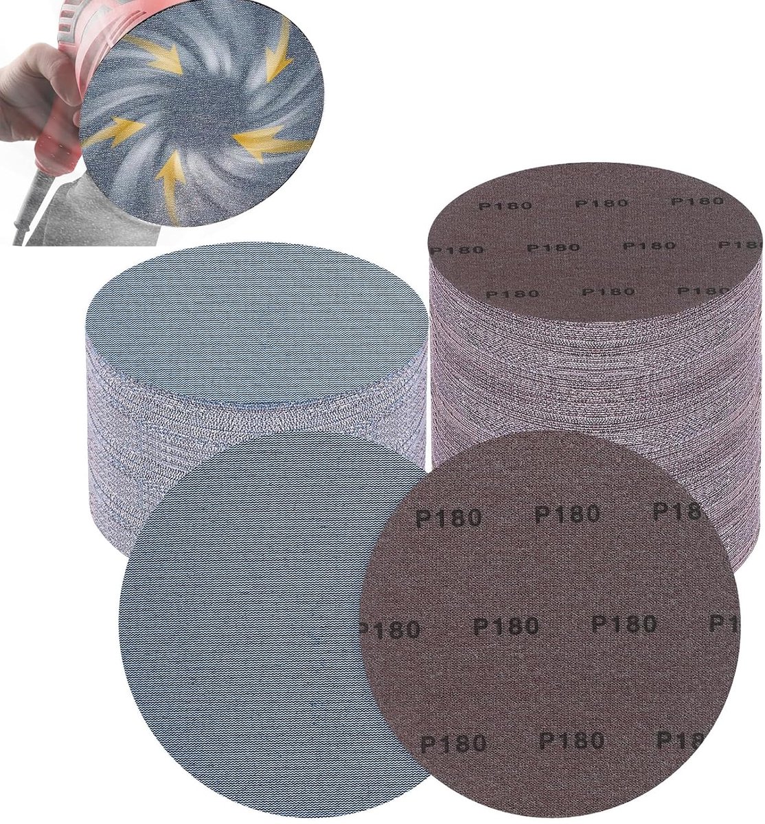 SnelShoppen - Pack van 25 Schuurpapier 225 mm, Ceramisch Schuurvlak, 180 Korrel voor Schuurmachines en Gyproc Schuurmachines