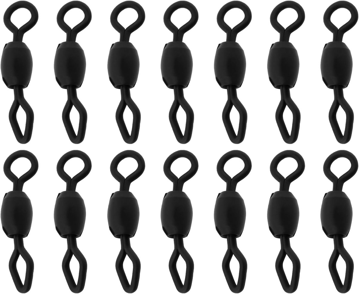 SnelShoppen - 100 Stuks Visswivels Rond Rhombus Visschroef voor Zee Karper en Zoetwatervissen 14mm Zwart