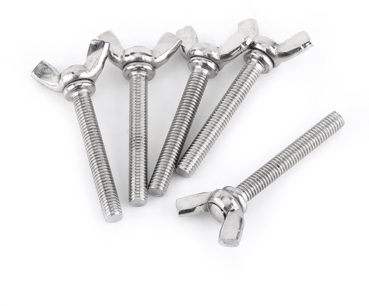 SnelShoppen - Lot van 5 Stuks M5 Vleugnagels Metriëk Draad Volledig Draad in RVS 304 (M5 * 40Mm) - Roestvrij Staal, Sterk en Corrosiebestendig