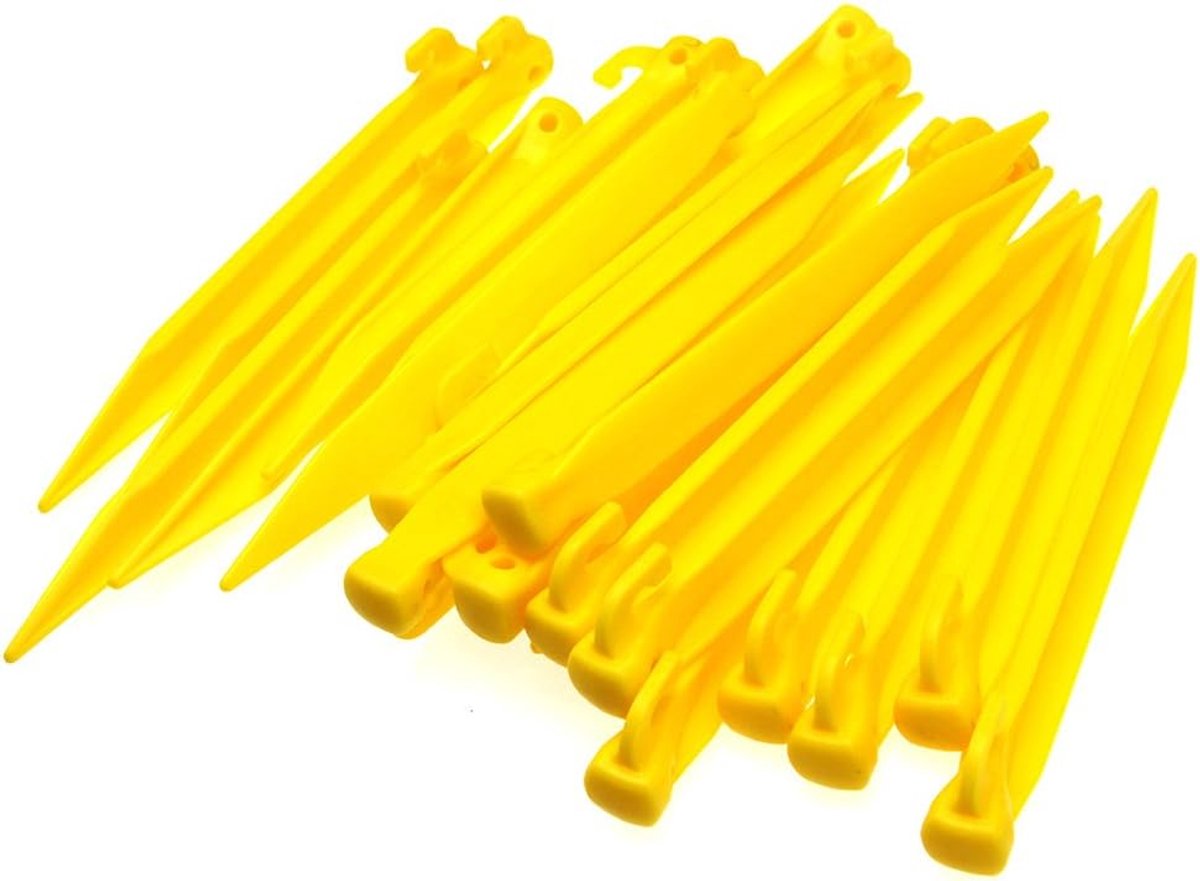 SnelShoppen - 24 Stuks Kunststof Tent Peggen Duurzame Spike Haak Voor Tent, Camping, Caravan, Tuin, Vissen, 225mm x 22mm