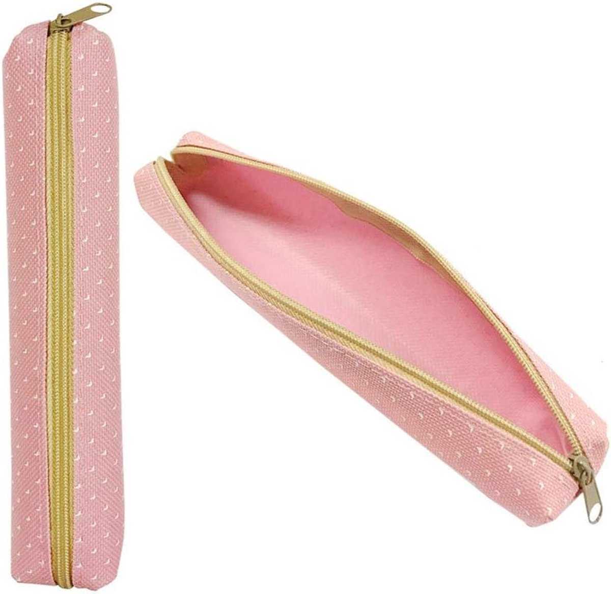 Pencil case klein - witte stippen - Oxford stof - ideaal voor pennen en cosmetica - ShopVlot