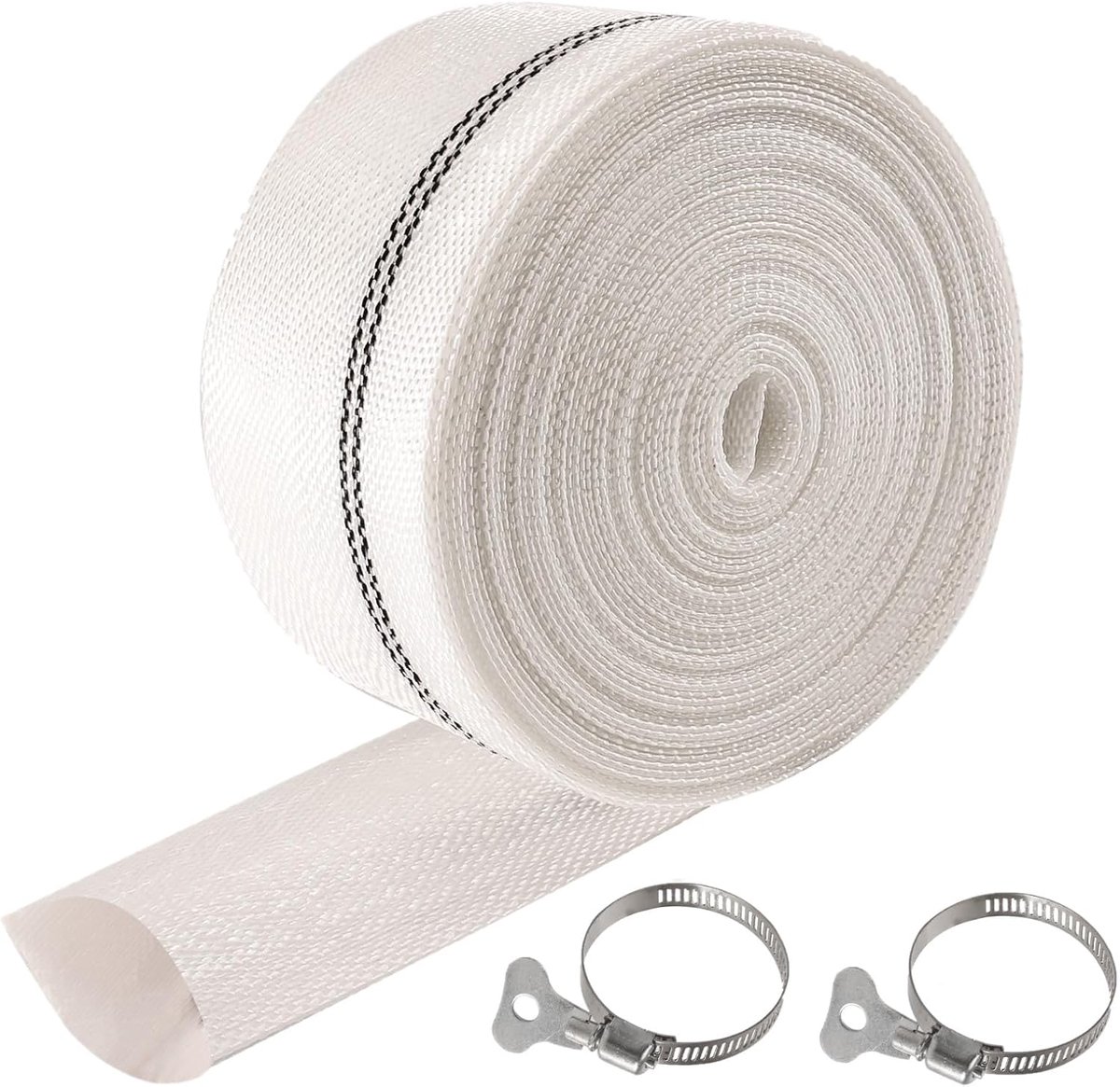 SnelShoppen - 20 m Woven Tuinslang, Ø 32 mm Platte Slang met Slangklemmen | Bouwslang, Pomp Slang voor Dompelpompen en Vuilwaterpompen