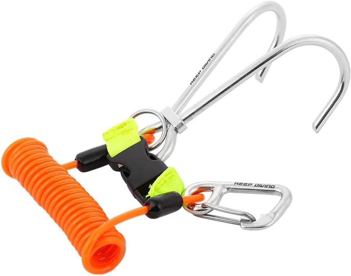 SnelShoppen - Duikhaak, Riffhook, RVS Duikaccessoires met D-Ring, Oranje, Voor Stabiliteit in Sterke Stromingen, Ideaal voor Camera en Flitser