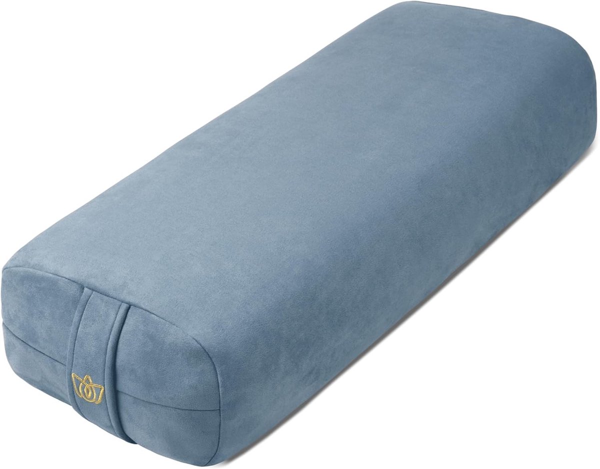 Yoga Bolster Kussen - Lichtblauw - 66 x 25 x 13 cm - Luxe Fluwelen Bolster voor Restorative Yoga - Ondersteunend Meditatiekussen