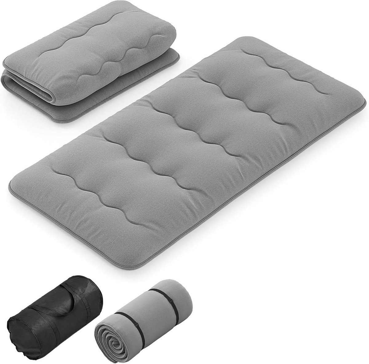 Japanse Futon Matras - Vloermatras Opvouwbaar - Comfortabel Slapen - Wasbare Hoes - 90 x 200 cm - Grijs
