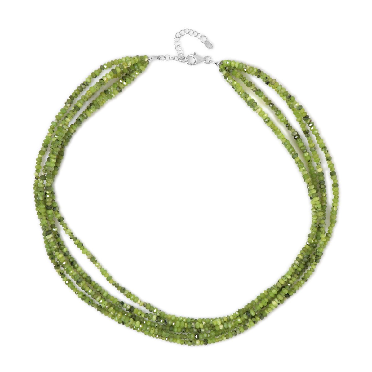 Cavill - Nefriet Ketting - 925 Sterling Zilver - 138,56 ct Gefacetteerde Canadese Nefriet - Verstelbare Meerstrengs Ketting - Groen