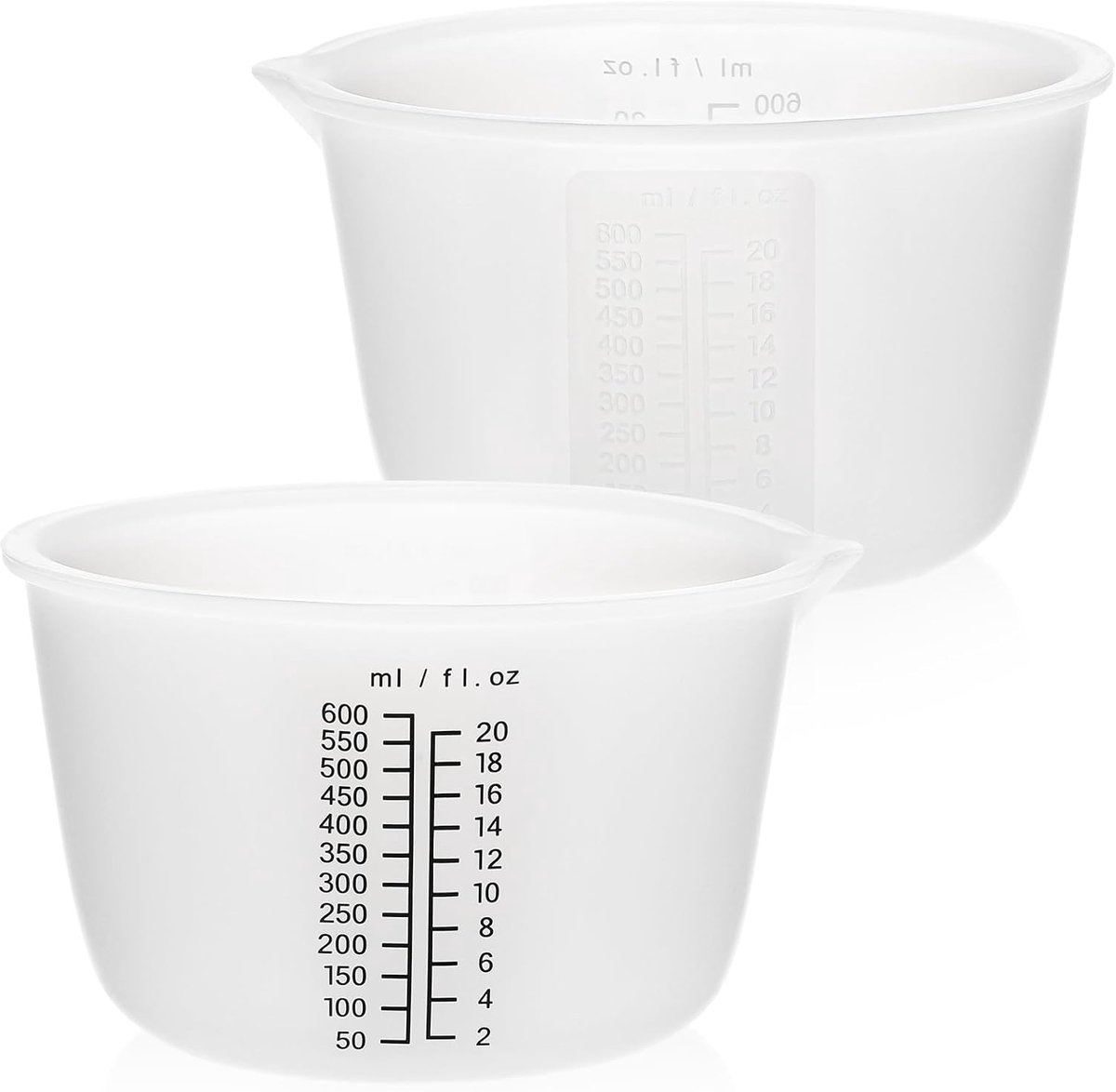 SnelShoppen - Silicone Maatbekers voor Hars, 2 Stuks 600ml Herbruikbare Siliconen Maatbeker met Schaal, Perfect voor Ambachten, Gietmallen, Epoxy Hars