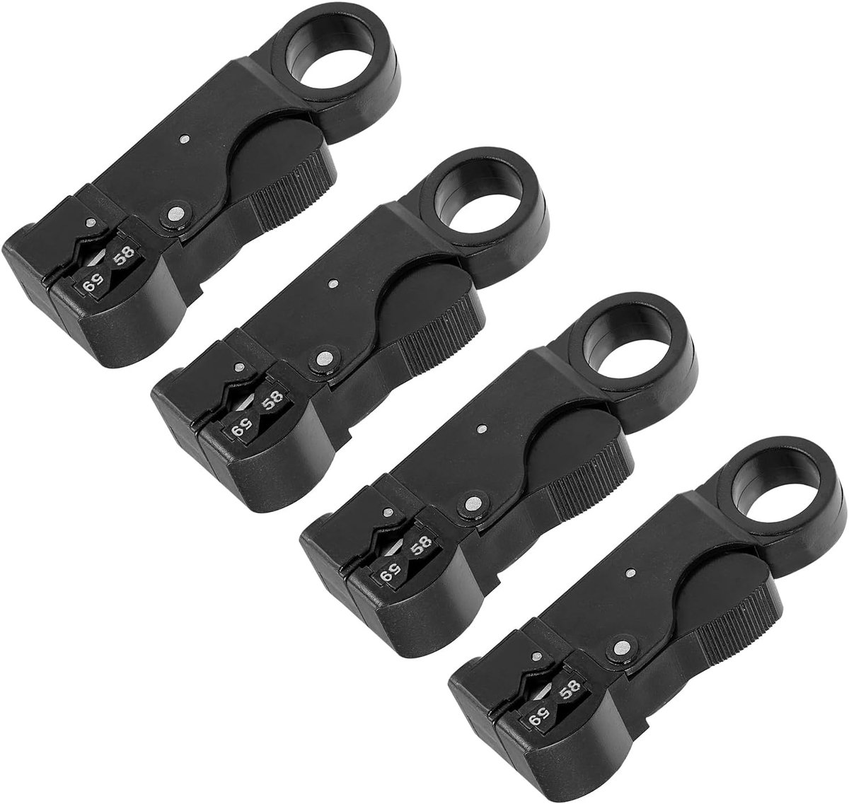 SnelShoppen - Coax Kabel Stripper Cutter Tool voor RG58/59/62/3C/4C, Rotatie Mechanisme, Veilig en Comfortabel, Duurzaam ABS, 108mm, Zwart