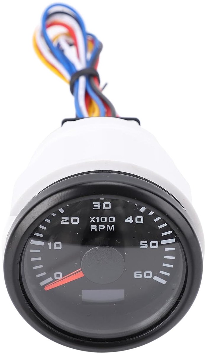SnelShoppen - 52 Mm Tpm Meter Tachometer voor Trucks, Tractors, Motorhomes, Boten - 6000 Tpm, Zeven Achtergrondkleuren, Professioneel, Eenvoudige Inst