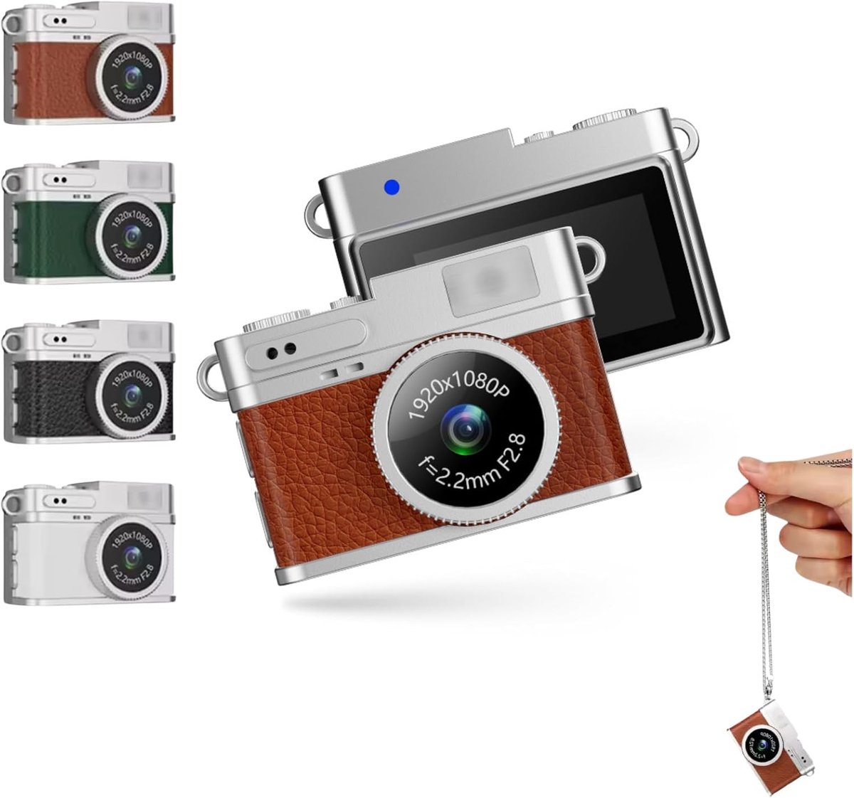 SnelShoppen - Mini Sleutelhanger Camera 1080P FHD Videorecorder 2MP Digitale Camera met 0.96 Inch Kleuren Scherm en Flitser, 6 Filters, Oplaadbare Ret