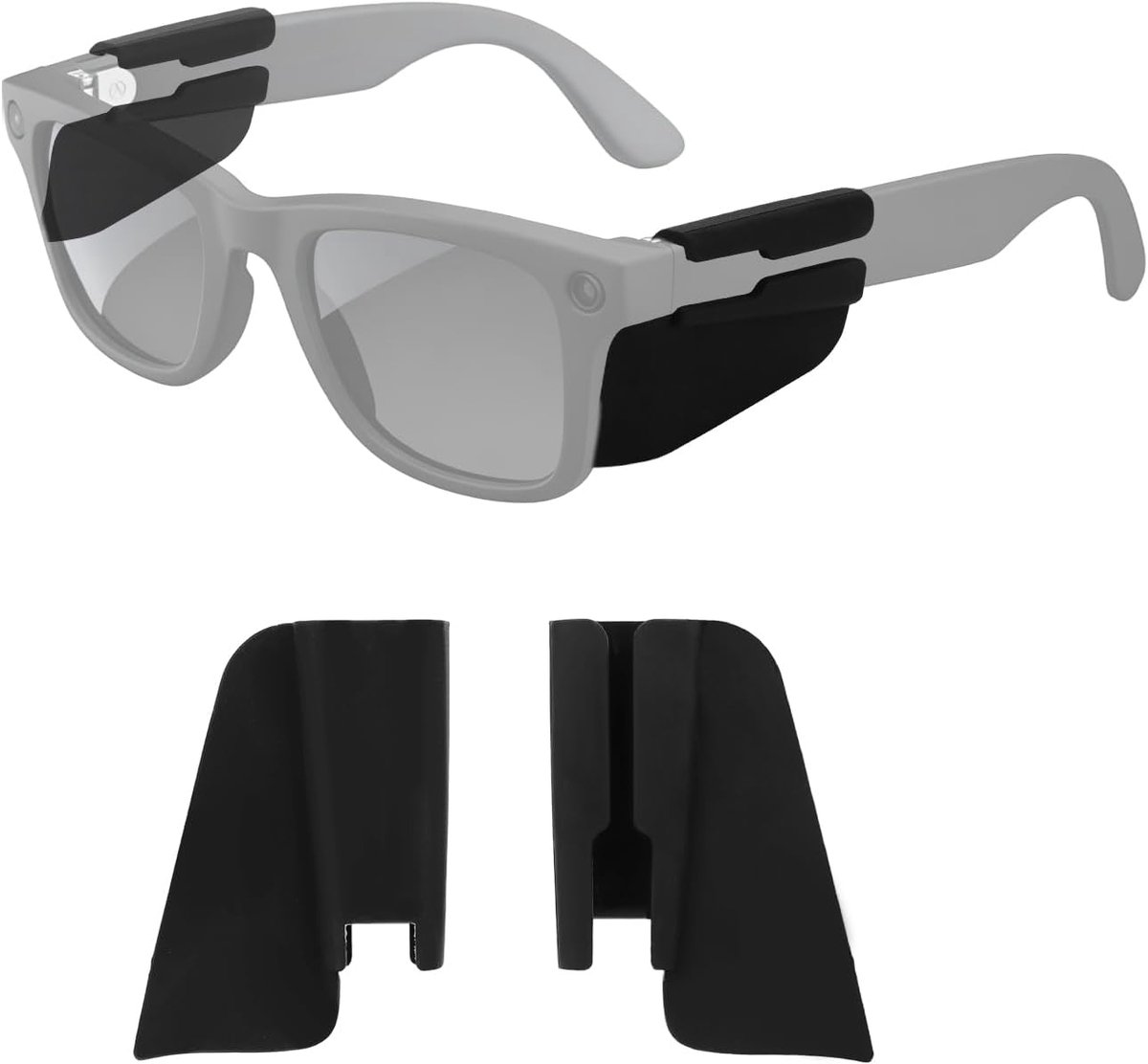 SnelShoppen - 4 Stuks Slimme Zonnebril Zijschermen, Siliconen Anti-Slip Ontwerp Oogbescherming Accessoires Geschikt voor Ray-Ban Meta Wayfarer/Skyler