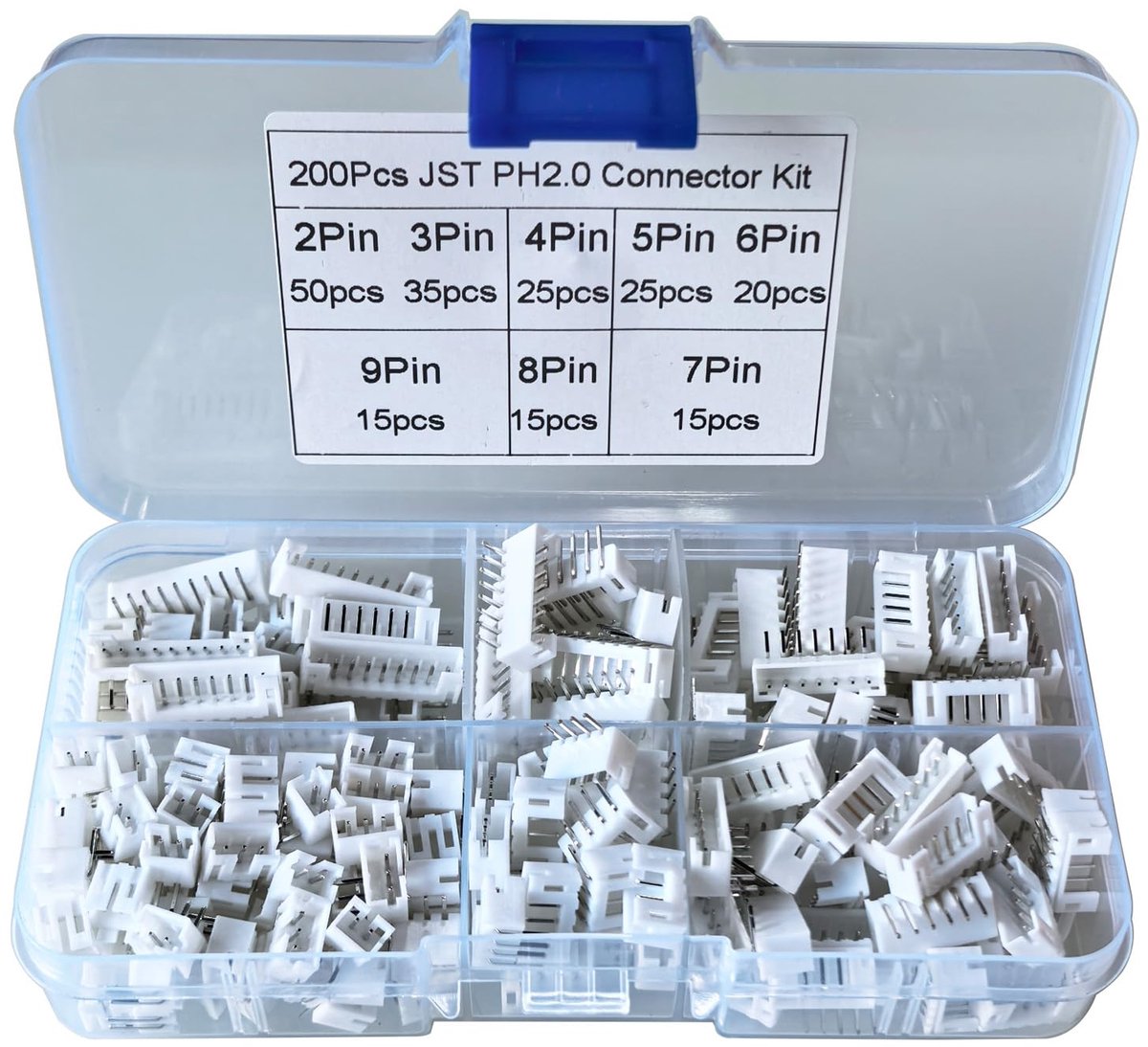 GTIWUNG 200pcs JST-PH 2mm Bushing Set, JST 2/3/4/5/6 Pin Side Entry Type, Rectangular Stem - ShopVlot