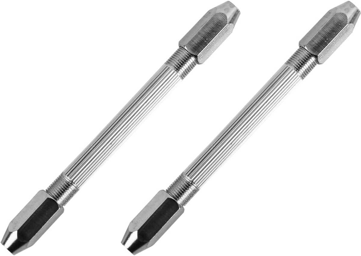 SnelShoppen - 2 Stuks Mini Boor Klem Dubbele Hoofd Punt Tang Handvat Hexagonale Dubbele Hoofd Horloge Reparatietool voor Precisie Handwerk, Klem Berei