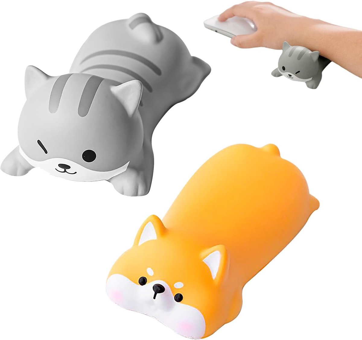 SnelShoppen - Ergonomische Muismat met Polssteun - 12.5x6cm - Comfortabele PU Cartoon Dieren Polssteun voor Laptop en Toetsenbord - Vermindert Vermoei