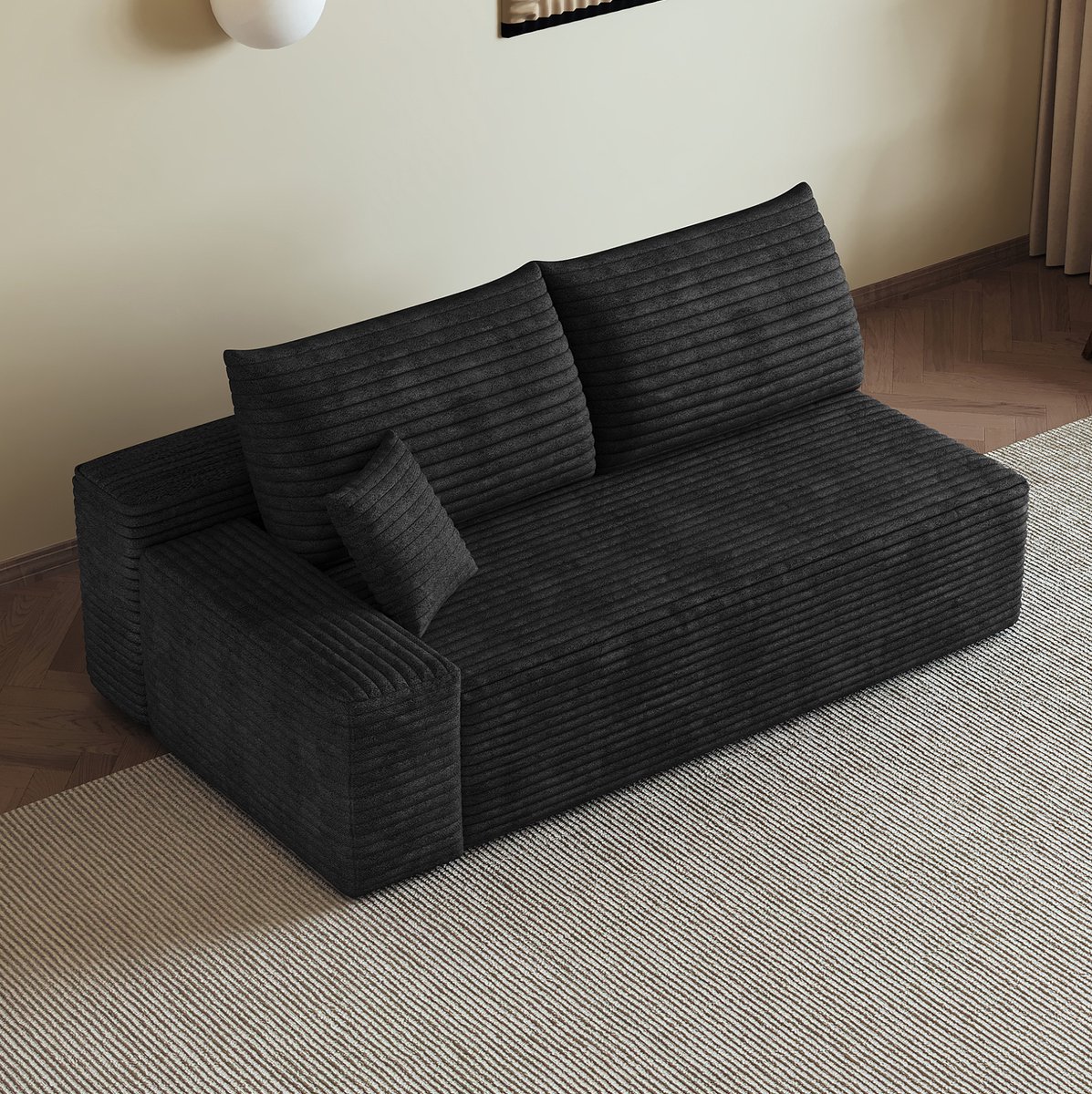 MIVRAY Hoekbank 175 x 95 x 83 cm Comfortabele Links Omkeerbare Chaise Lounge Voor Woonkamer En Appartement Stof Zwart