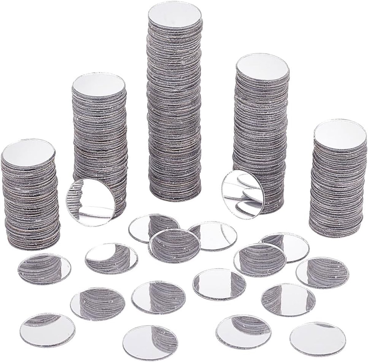 SnelShoppen - 300 stuks Zelfklevende Spiegel Mozaïek Tegels 20mm Rond Acryl Mini Spiegel voor DIY Creaties, Decoratieve Glazen Spiegels voor Feest, Tu