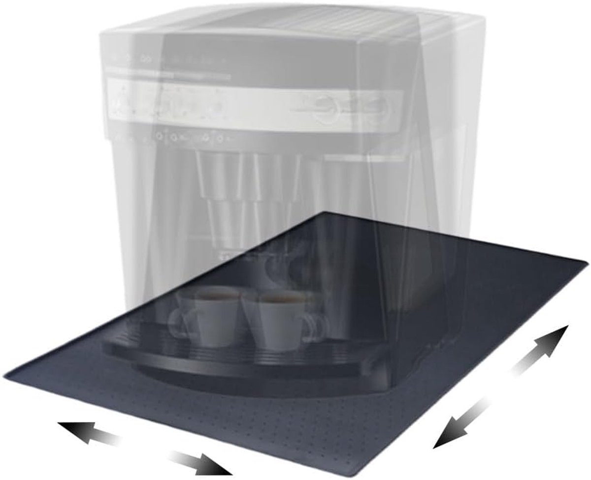 SnelShoppen - Non-Slip Siliconen Mat voor Volledig Automatische Koffiemachine, 48 x 30 cm, Zwart, Dubbelzijdige Bescherming voor Koffiemaker en Koffie