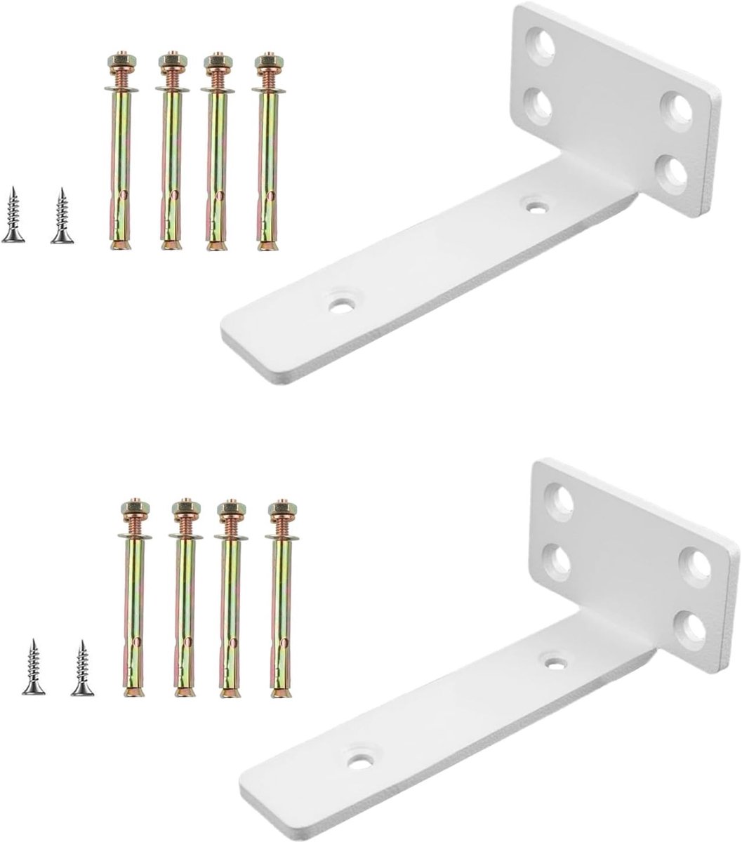 Set van 2 L-vormige Plankdragers voor Wandmontage, 15 cm, Stevige Ondersteuning tot 50 kg, Ideaal voor Keuken en Kantoor, Inclusief Dowel Schroeven