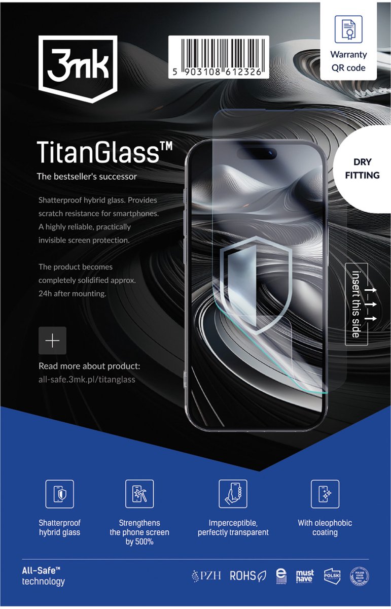 All-Safe Aio Titanglass Voor Telefoons Schermbescherming Gehard Glas 5 Stuks