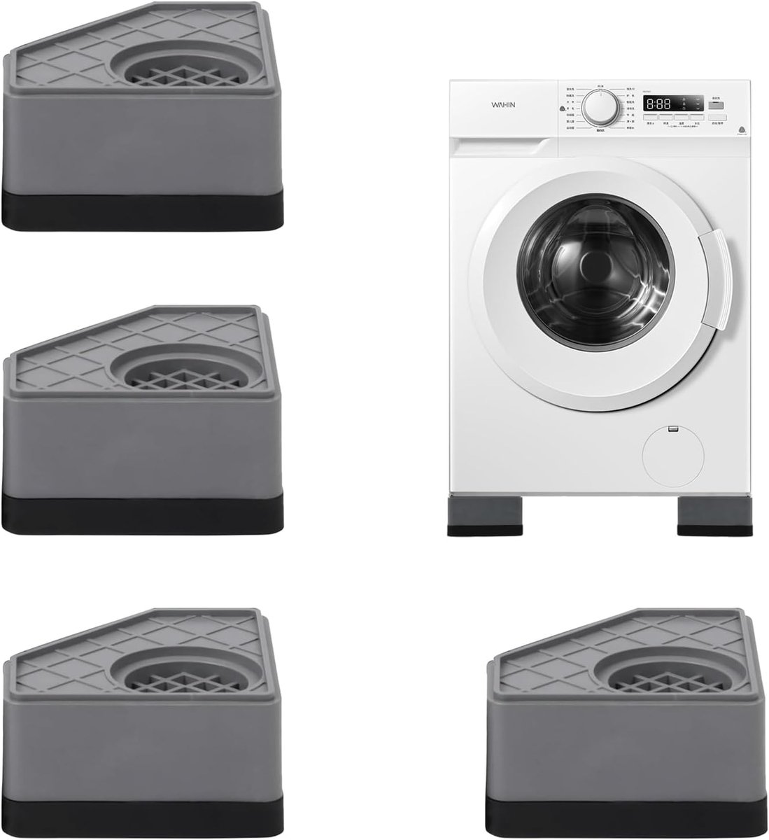 SnelShoppen - 4 Stuks Universele Voetjes voor Wasmachine, Antivibratie Mat, Rubber, Antislip Pads voor Wasmachine en Droger, Vloermat/Koelkast/Tafel