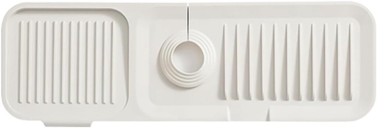 SnelShoppen - Off White Siliconen Wasbak Kraanmat - Druppelvanger Mat voor Keuken - 14x45 cm - Antislip - Ideaal voor Maximaal Spatten