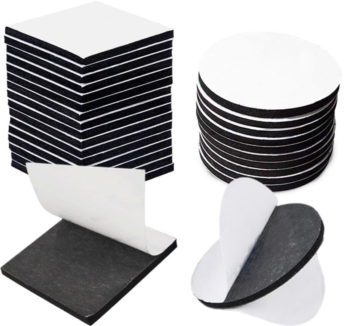 SnelShoppen - Pack van 40 Dubbelzijdige Lijmpads Zwart Vierkant Rond Extra Sterk Schuim Plakband voor Glad Wandenvloeren Glas Metalen Oppervlakken
