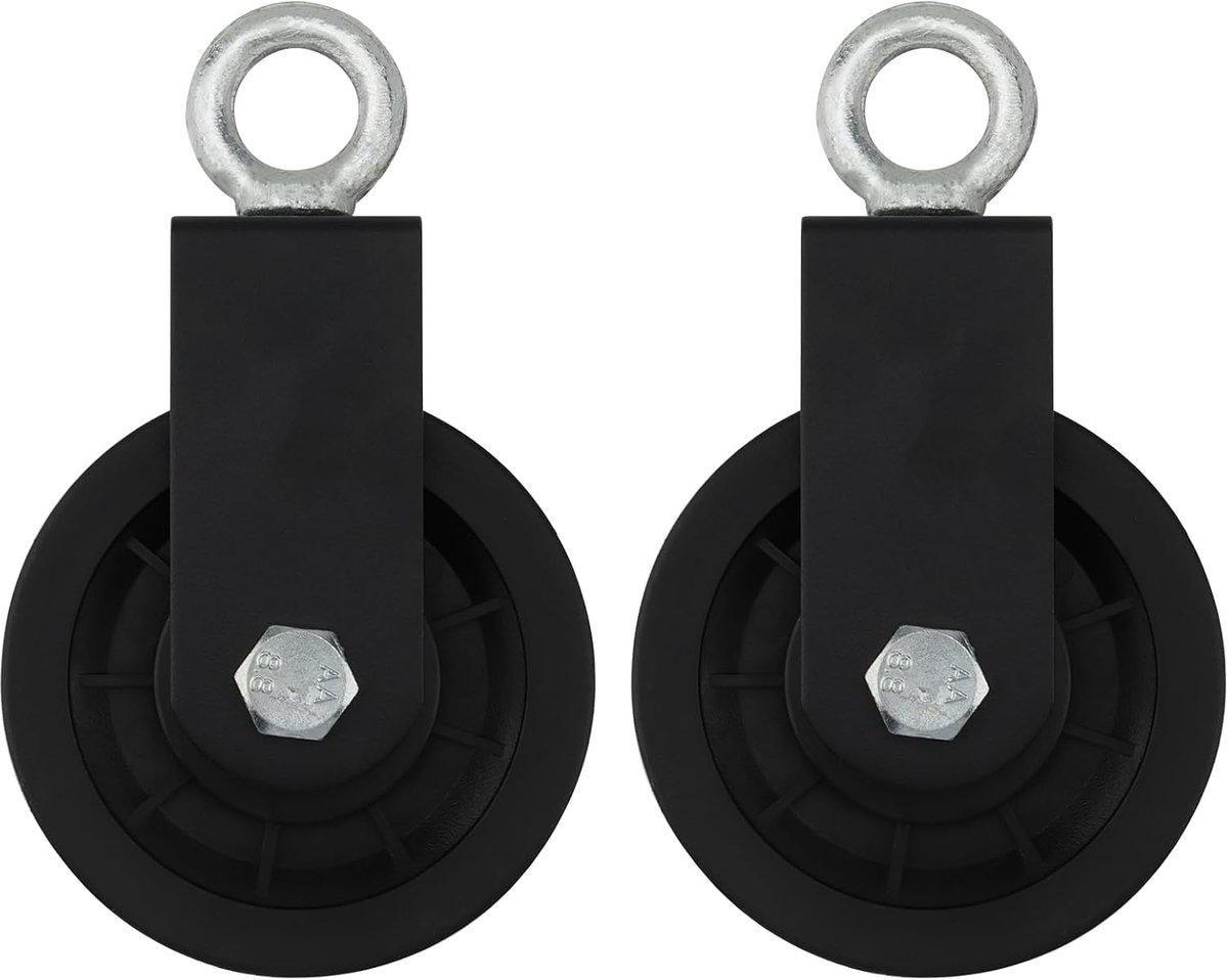 SnelShoppen - 2 Stuks 90mm Kabel Pulley met U Beugel, Kabel Roller voor Fitness, Blok Afleidingsrollen voor Kabels, DIY Gym Apparatuur, Laadcapaciteit
