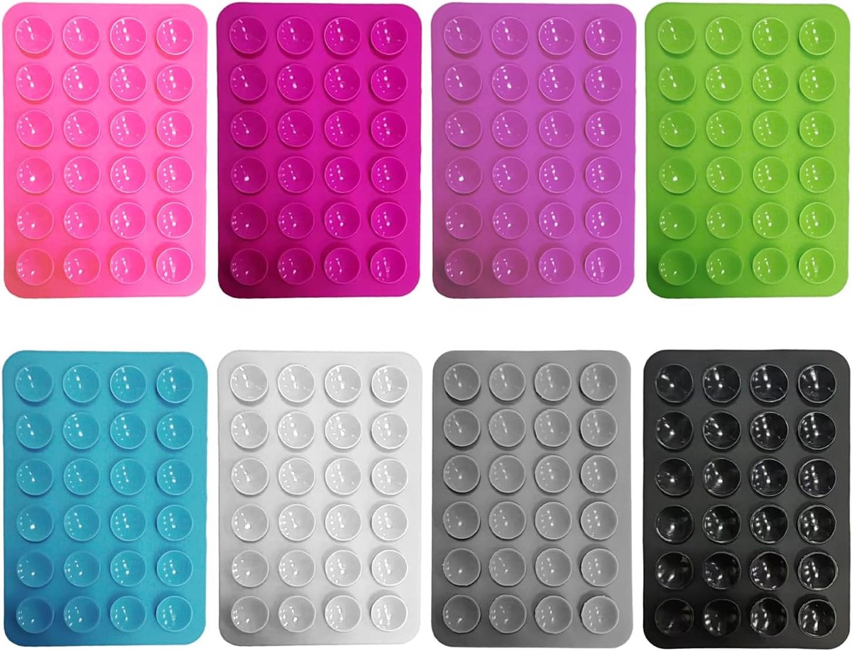 SnelShoppen - 8 Stuks Silicone Zuignappen, Vierkante Zuignap Houder, Eenzijdige Silicone Telefoon Zuignap Geschikt voor Mobiele Telefoons, Powerbanks