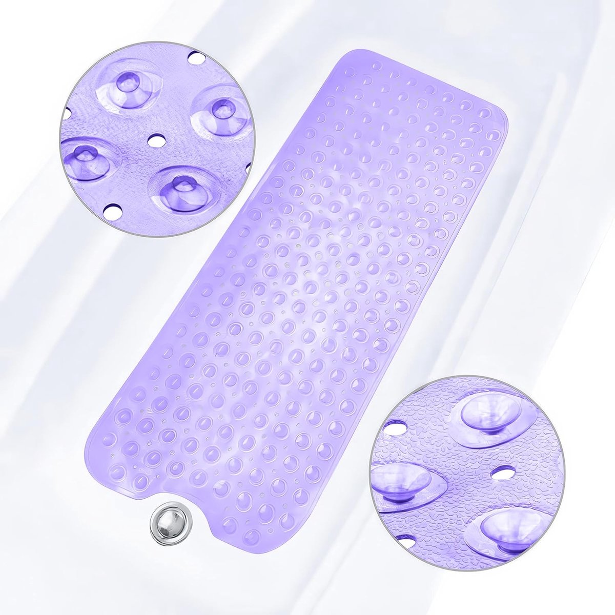 SnelShoppen - Anti-slip Badmat voor Badkuip 100x40cm, Extra Lange Antislip Badmat met 200 Sterke Zuignappen, Afvoergaten, Machinewasbaar, Schimmelbest