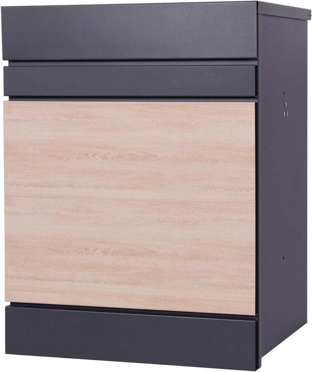 Pakketbox - Postbus brievenbus - Veilig post ontvangen - Afsluitbaar met sleutel - 44x35x58 cm - Houtdecor