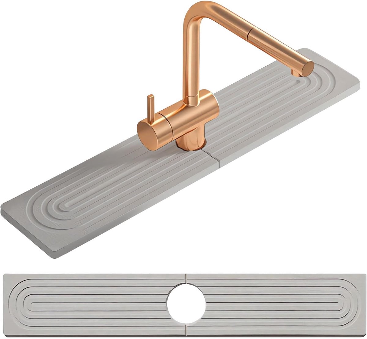 Kitchen Sink Mat, Splash Guard for Sink Made of Diatomite Stone, Faucet Mat, Large Size 60 x 10 cm, for Bathroom - ShopVlot
