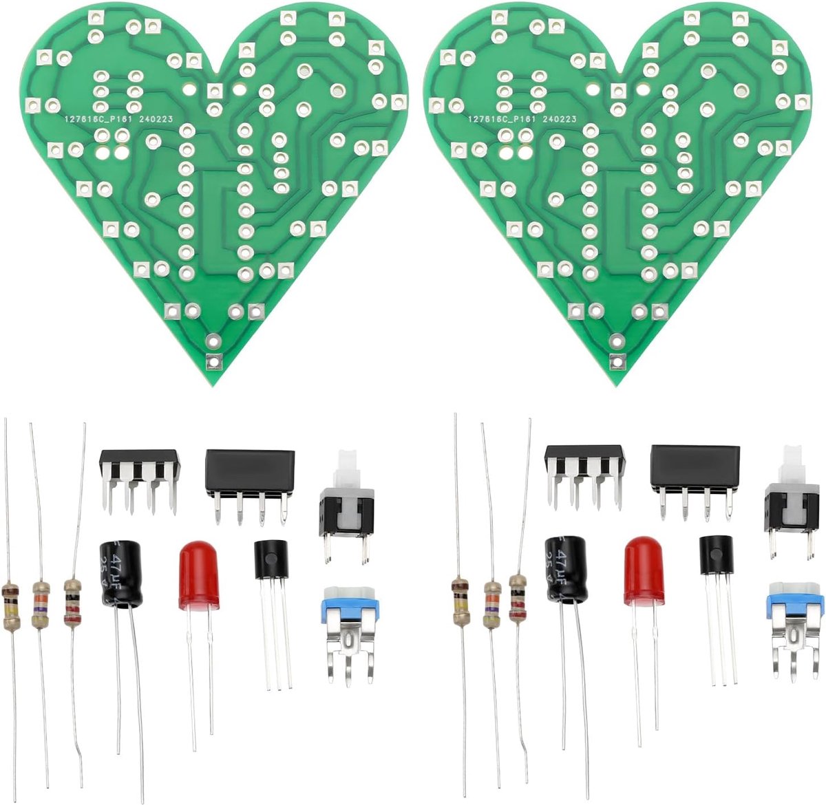 SnelShoppen - 2 Delige Loodset met Hartvormige LED Indicatoren, Solder Project Elektronisch Doe-Het-Zelf Set voor Onderwijs en Creatieve Cadeaus, Rood