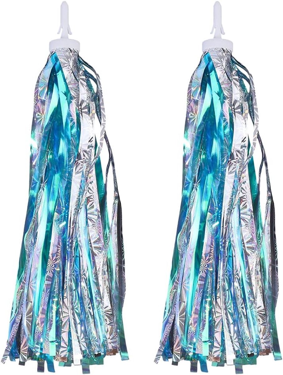 SnelShoppen - 2 Stuks Blauwe Fietsstreamers Scooter Handvat Tassen Plastic Sprankelend 10 Inch - Versieringen voor Mountainbiken en Driewielers