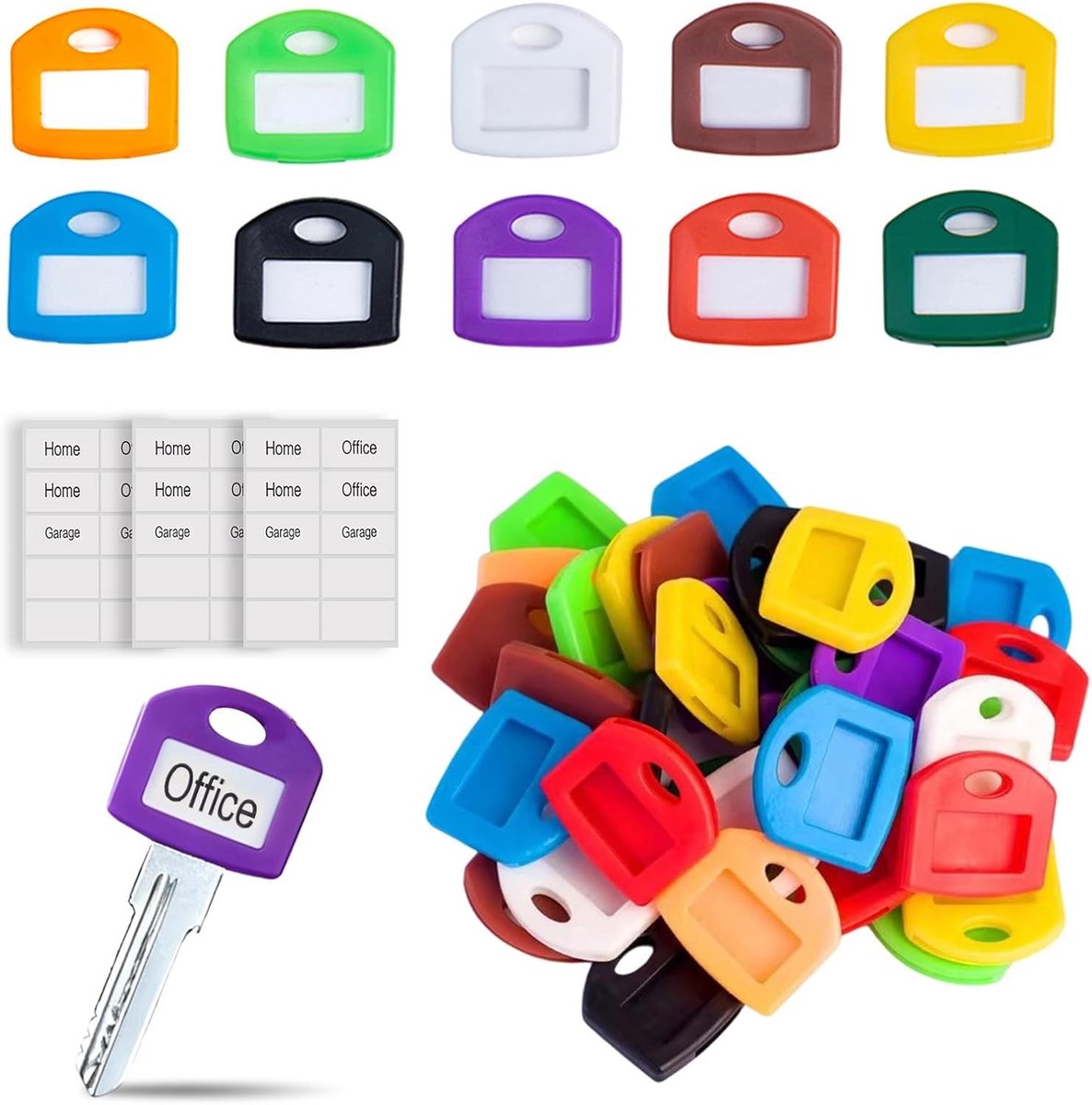 Sleuteldoppen met etiketten - Meerkleurig - 2,8 x 2,5 cm - Siliconen Sleutelmarkeringsset - Voor Organisatie van Sleutels