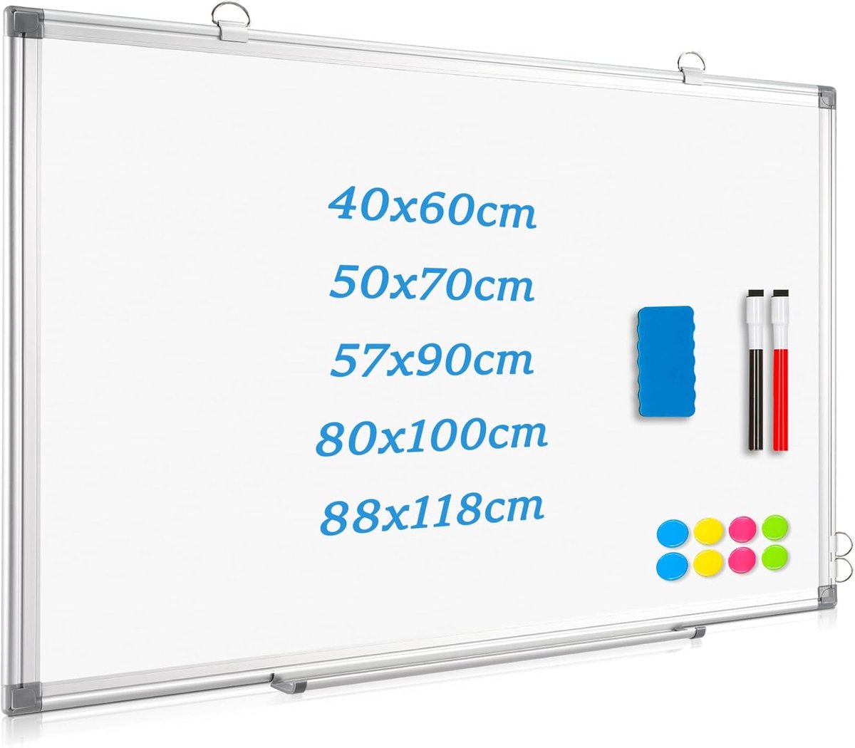 Whiteboard 57 x 90 cm - Aluminium Frame - Magnetisch met Pen Tray - Ideaal voor Thuis en Kantoor - ShopVlot