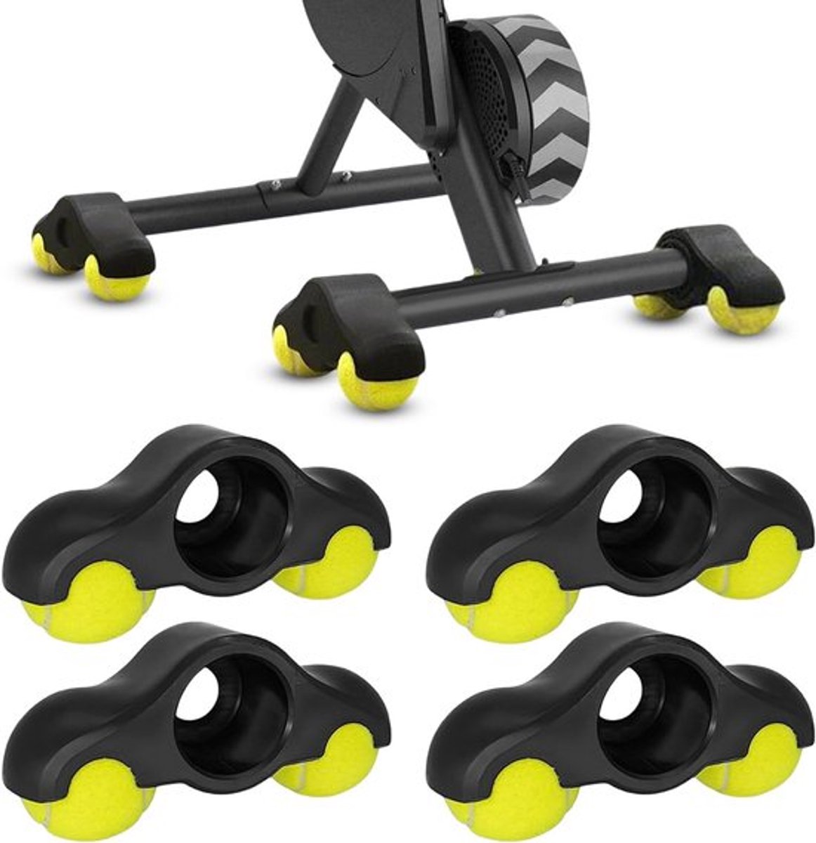 Rocker Plate Voeten Set van 4 voor Indoor Fietstrainers met Tennisballen en Adapter voor Stabiliteit en Comfort