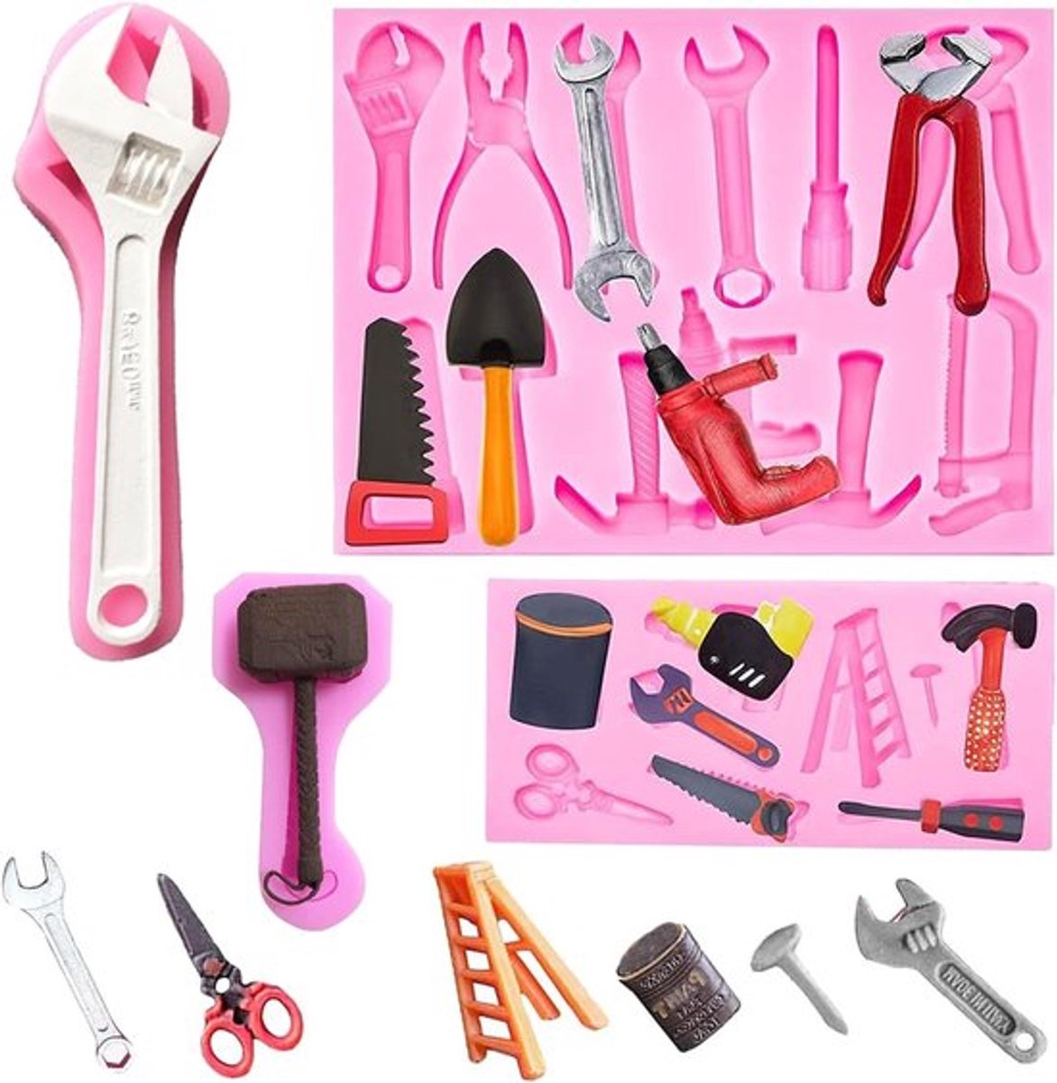 Set van 4 Siliconen Mallen voor Fondant, 3D Gereedschap Mallen voor Taartdecoratie, Bakaccessoires en Keukenhulpmiddelen