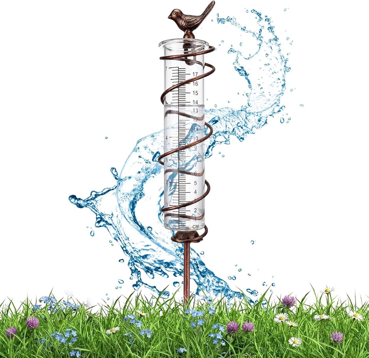 Regenmeter - Groen - 75 cm - Vorstbestendig met Metalen Grondpen - Voor Tuin en Gazon