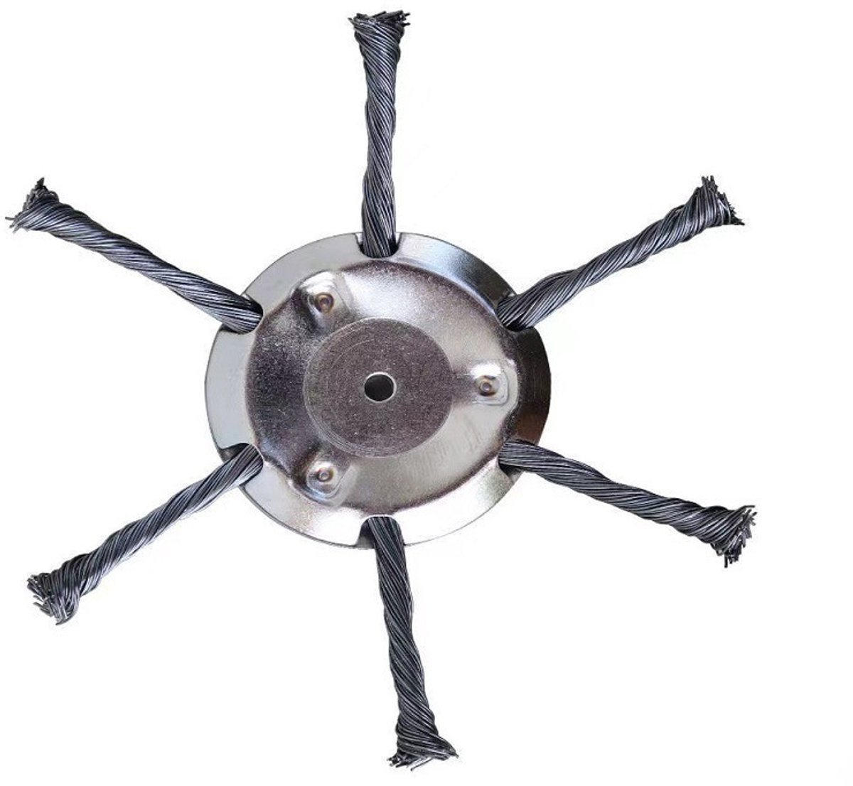 150 mm trimmerkop met 6 staaldraden (asgat 5,5 mm) – onkruidborstel van staaldraad voor bosmaaiers; accessoire voor roestverwijdering, terreinruiming en trimwerkzaamheden