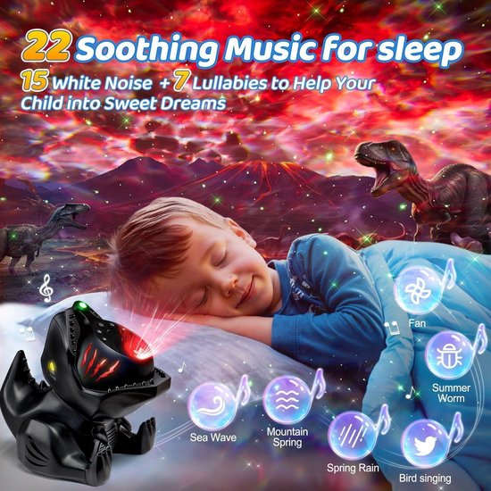 Dinosaurus Sterrenhemel Projector met 144 Modi, Muziek & Bluetooth - Nachtlampje & Galaxy Projector voor Kinderen van Merkloos — afbeelding 4
