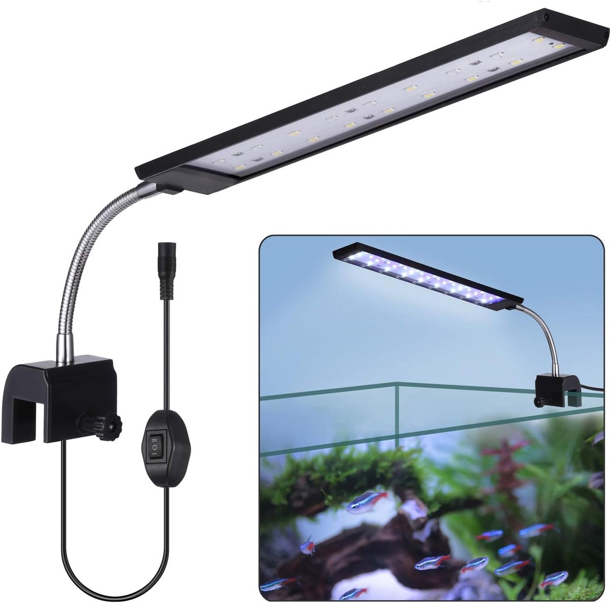LED Aquarium Lamp 10W - Clip-on met witte en blauwe verlichting - Verstelbare houder voor optimale belichting - ShopVlot