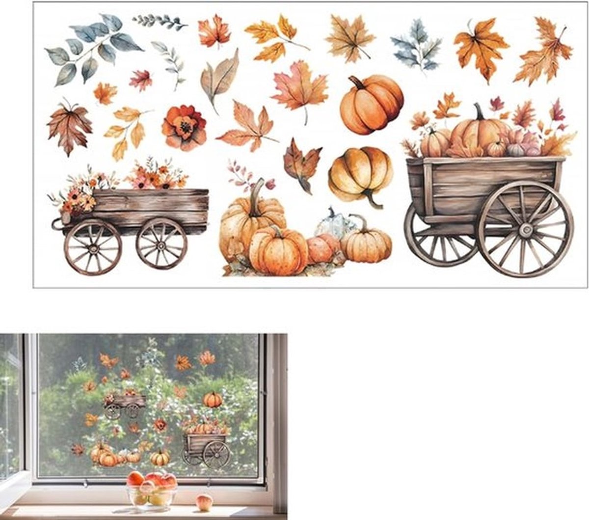 Herfst Raamstickers voor DIY Decoratie - Zelfklevend, Waterdicht en Herbruikbaar - Perfect voor Thanksgiving en Dagelijkse Versiering