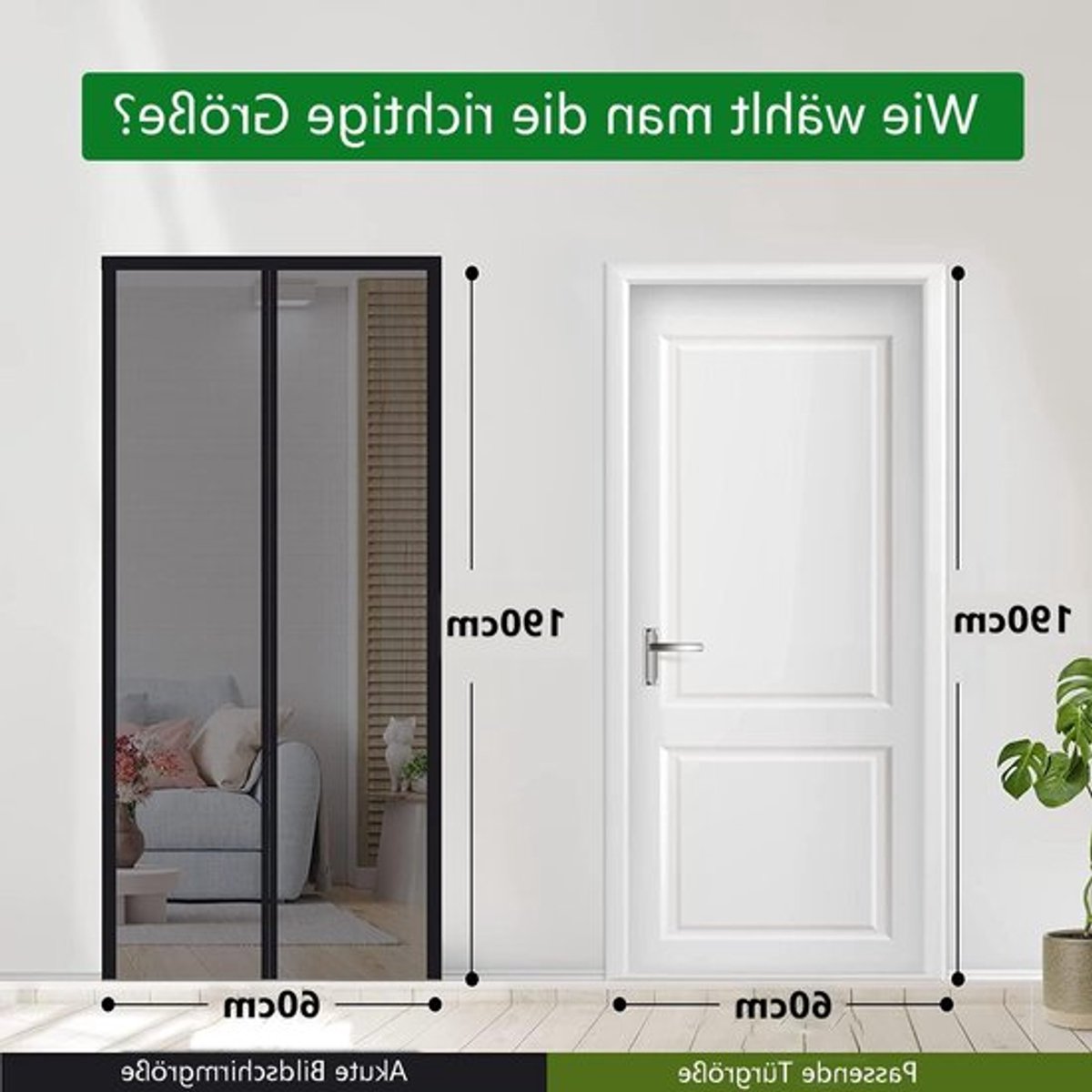 Gitter Balkon Deur Magnet 60 x 190 cm, Versterkte Vliegenhor Zonder Boren voor Insectenbescherming en Gemakkelijk Toegang tot Patio in Zwart