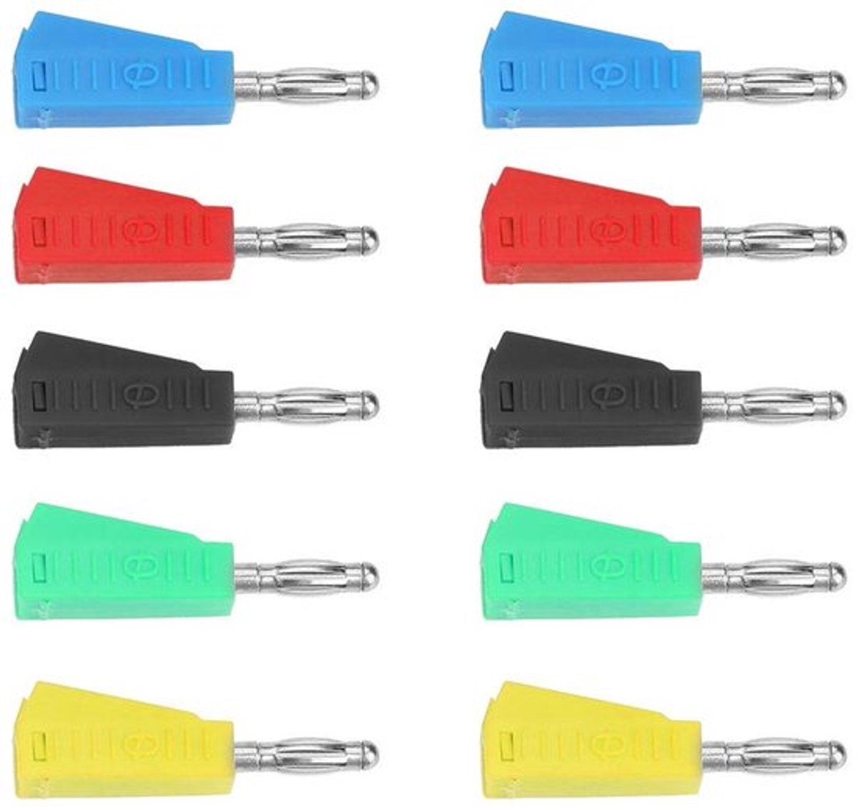 Set van 10 Stapelbare 4mm Goudkleurige Speaker Banana Plugs voor Testprobes en Binding Posts